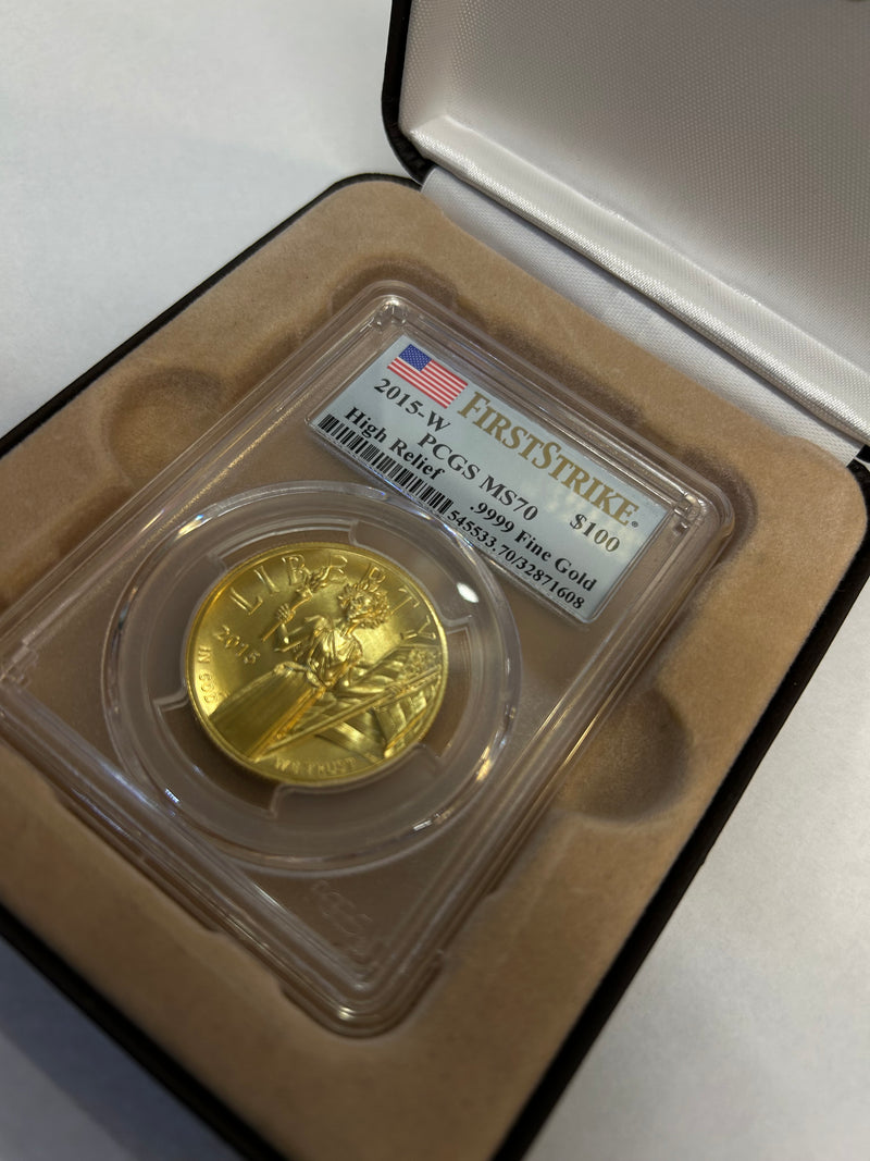 2015-W MS70 PCGS HIGH RELIEF LIBERTY $100 UNC. PURE GOLD COIN - $5K APR w COA!!! APR 57