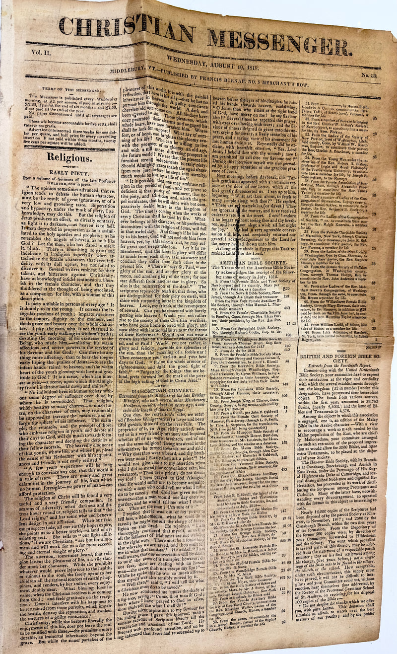 AFRICAN NEGROS FOR SALE SLAVE TRADE ORG AD IN NWSPR 1818 CRAZY - $8K APR w/ COA! APR57