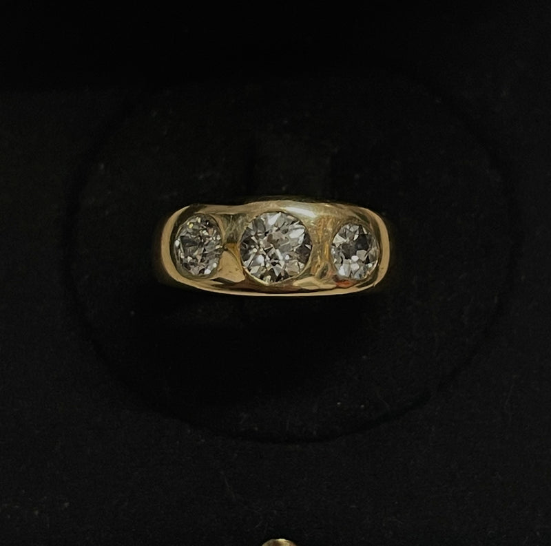 DESIGNER UNISEX ANTIQUE  2CT DIAMONDS SOLID YELLOW GOLD RING- $20 APR w/ CoA! APR 57