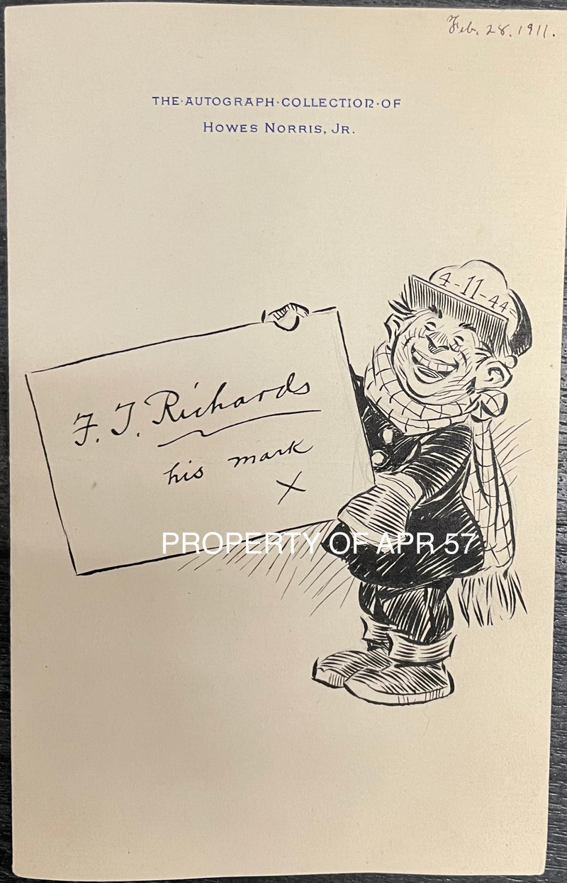 Frederick T Richards Hand Drawn Signed Cartoon Howes Norris Jr. - $6K APR w/CoA! APR57