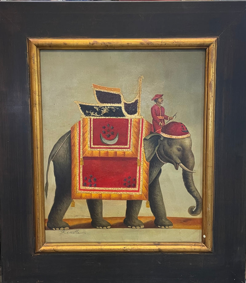 Original Oil Hand Painted Ceremonial Red Indian Elephant - $K APR w/ CoA! APR57