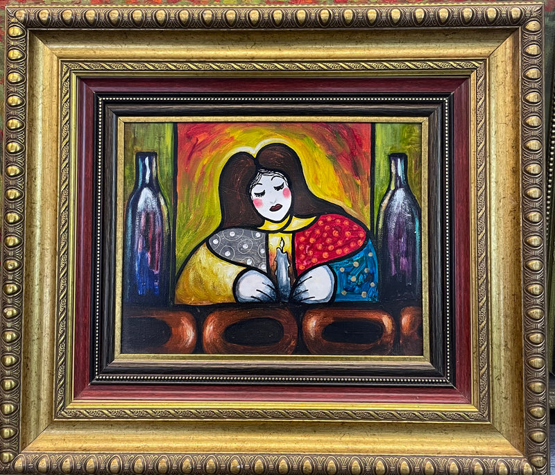 Original Framed Signed Oil Canvas “Meditacion” Girl with Candle -$10K APR w/CoA APR57