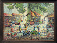 A D Muklas Signed Original Oil Painting Indonesian Market Scene - $10K APR w/CoA APR57