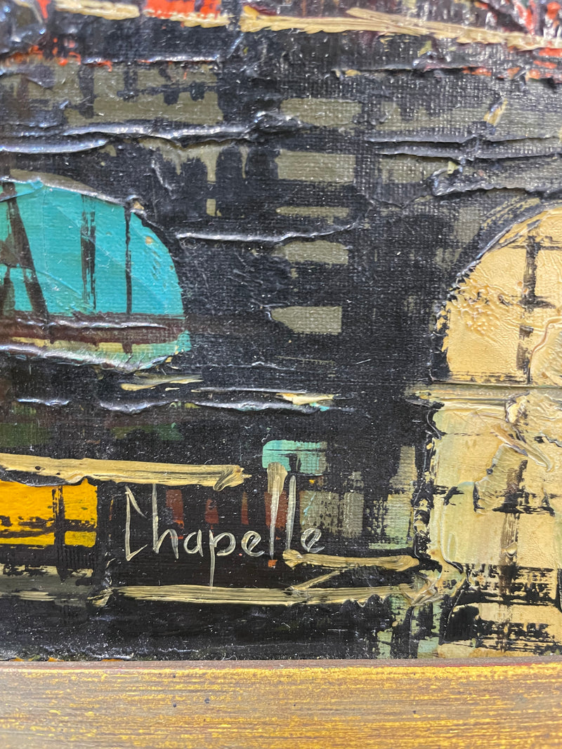 Original Oil on Canvas Signed Chapelle Paris Bridge Framed - $6K APR w/CoA APR57