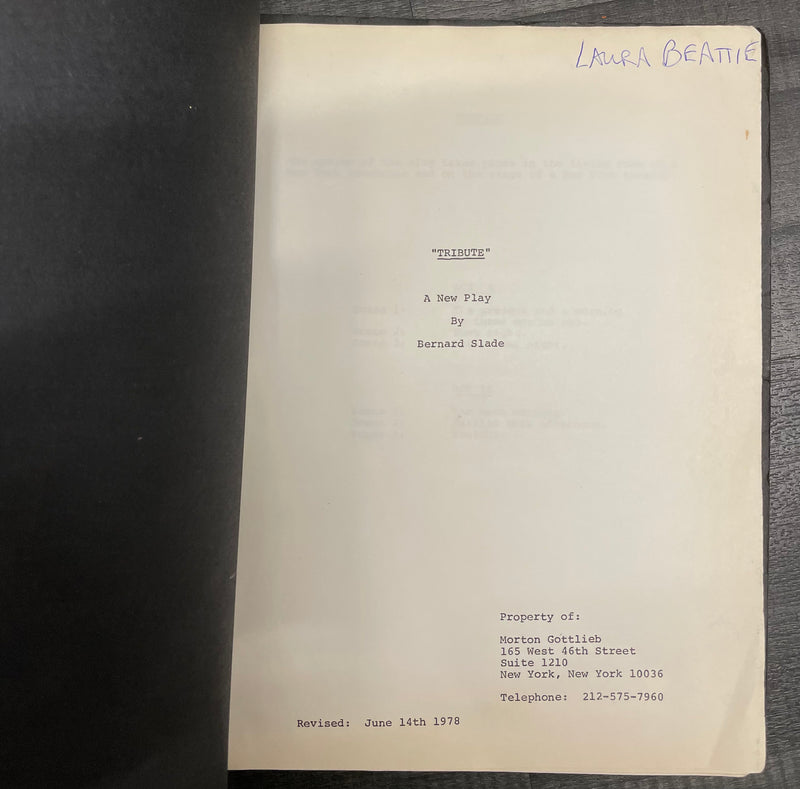 Original Revised Tribute Broadway Play Script 1978 Bernard Slade -$K APR w/CoA APR57