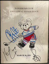 1993 NY Ranger Fan Club Signed Dinner and Dance Program- $4K APR w/CoA APR57