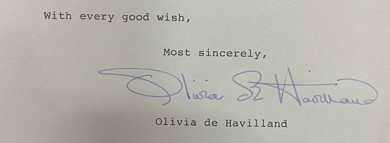 Olivia de Havilland Actress Signed Typed Letter - $3K APR w/CoA APR57