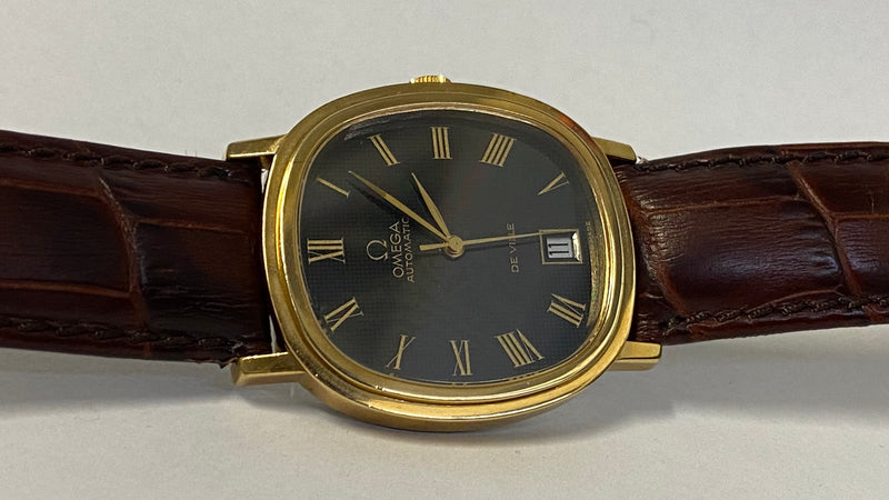 OMEGA Deville Gold-Tone Wristwatch w/ Rare Black Dial - $10K APR Value w/ CoA! ✓ APR 57
