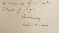 Viña Delmar Signed Hand Written Thank You Letter 1936 - $2K APR w/CoA APR57