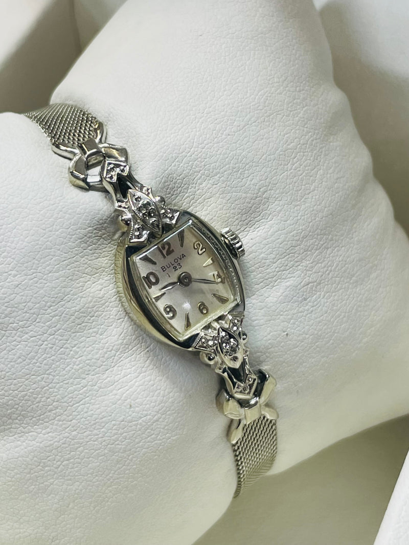 Bulova Solid White-Gold SS Ladies Wristwatch! Vintage c.1940s! - $3K APR w/CoA!| APR57