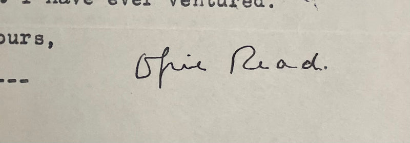 Original Author Opie Read Letter Head Paper Typed 1928 - $5K APR w/CoA APR57