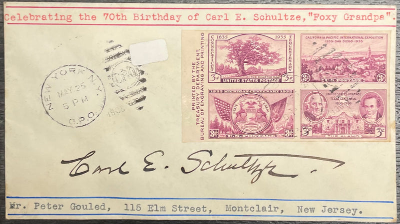 Original Carl E Schultze Signed Commemorative Envelope 1936 - $4K APR w/CoA APR57