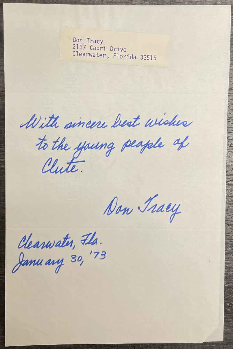 Rare Original Author Don Tracy Hand Written Letter 1973 - $2K APR w/CoA APR57