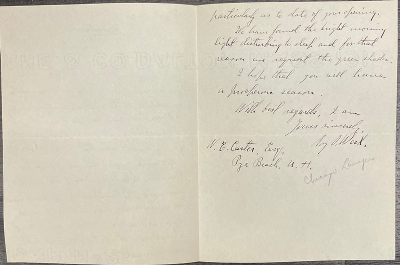 Roy Owen West Chicago Hand Written Signed Letter 1914 - $6K APR w/CoA APR57