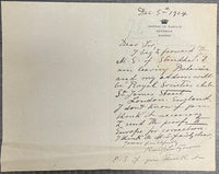 Count Francis Lützow Author Hand Written Signed Letter 1904 - $6K APR w/CoA APR57