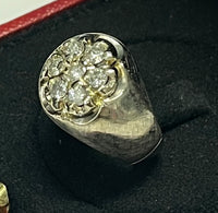 UNIQUE ANTIQUE  1.05 CT DIAMOND SOLID WHITE GOLD UNISEX RING - $8K APR w/ CoA APR 57