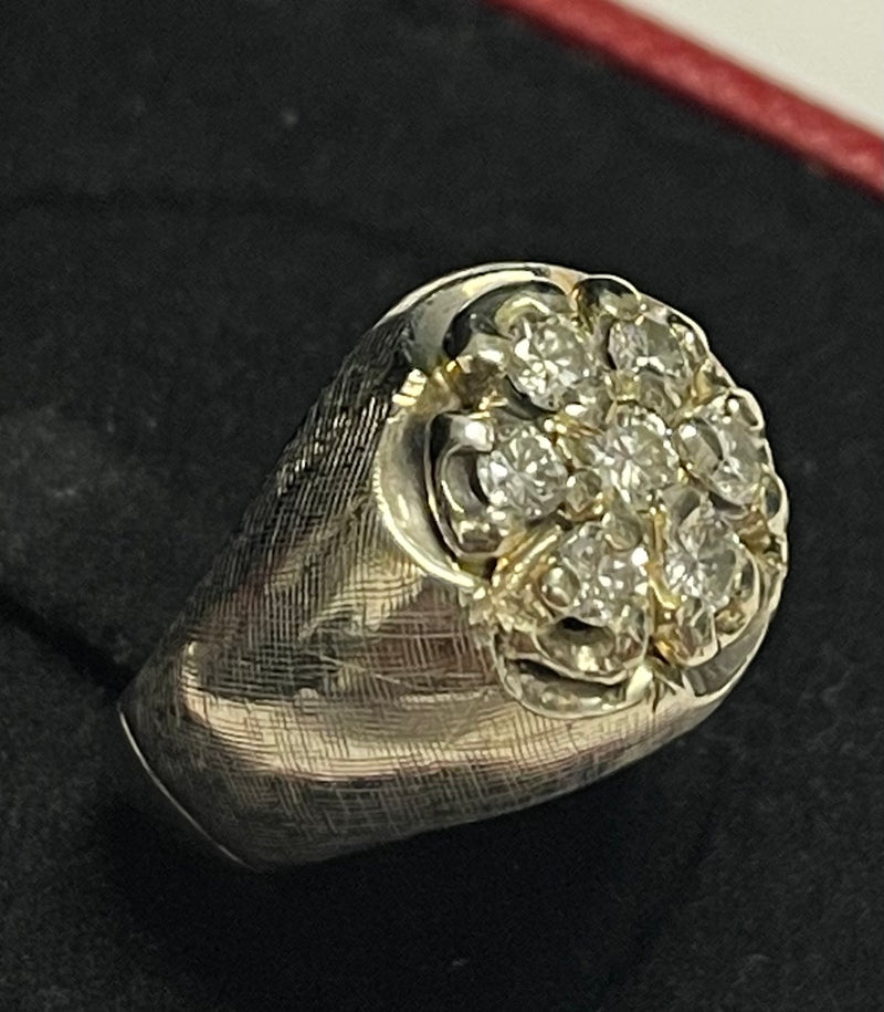 UNIQUE ANTIQUE  1.05 CT DIAMOND SOLID WHITE GOLD UNISEX RING - $8K APR w/ CoA APR 57