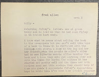 Fred Allen Comedian Typed Signed Letter Early 20th Century  - $5K APR w/CoA APR57