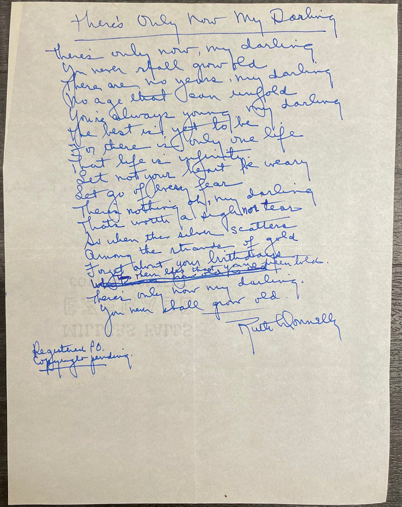 Handwritten Signed Ruth Donnelly Letter/Lyrics Merv Griffin 1976 - $10K APR w/CoA APR57
