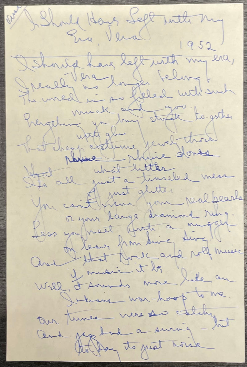 Original Handwritten Signed Ruth Donnelly Poem Hollywood 1952 - $10K APR w/CoA APR57