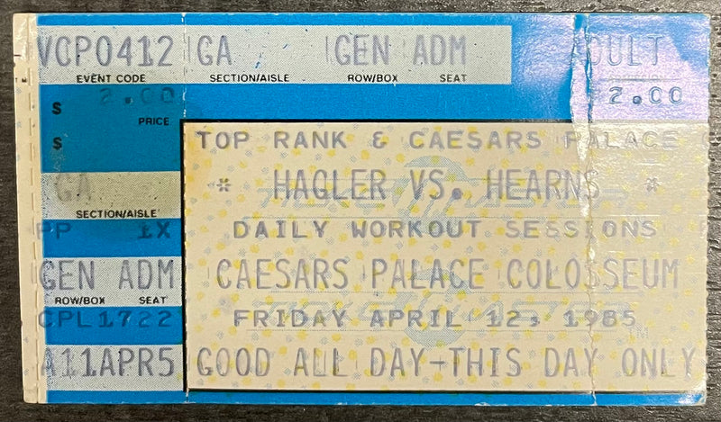 Hagler vs Hearns Practice Workout Ticket Caesars Palace 1985 - $1.5K APR w/CoA APR57