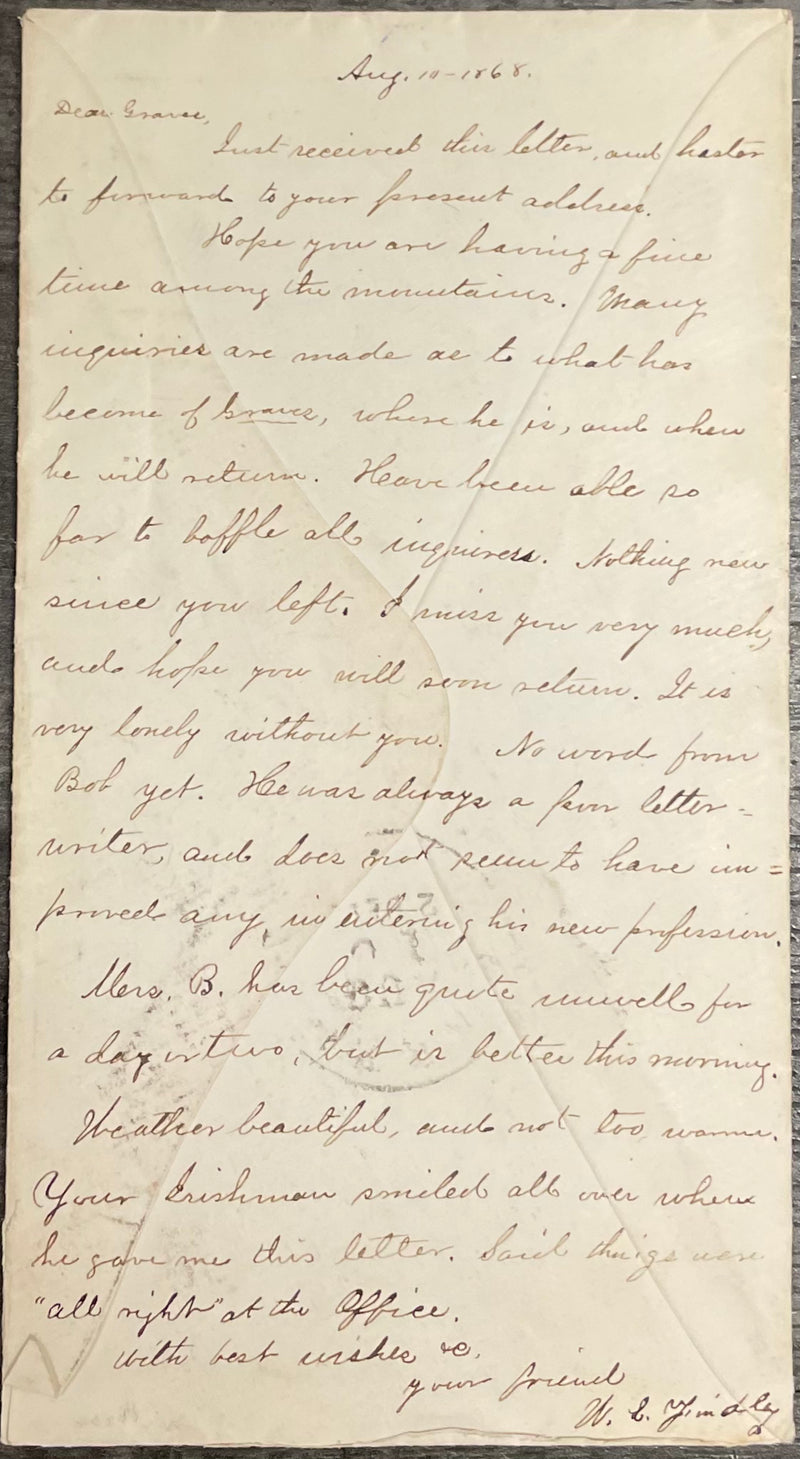 G.W. Stamp Handwritten Letter on Envelope Edward O. Graves 1868 - $1.5K APR w/CoA APR57