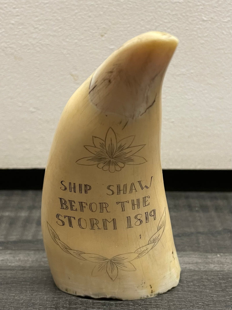 Ship Shaw Befor The Storm Scrimshaw Whale Tooth 1819 - $20K APR w/CoA APR57