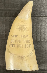 Ship Shaw Befor The Storm Scrimshaw Whale Tooth 1819 - $20K APR w/CoA APR57