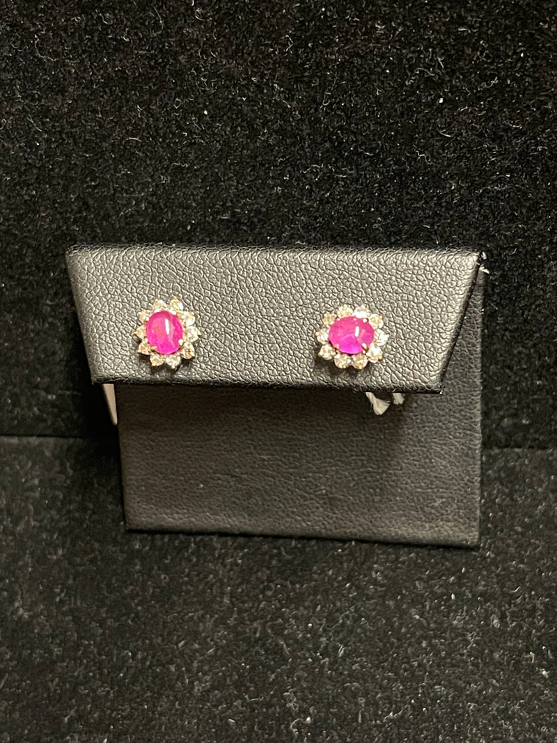 Exquisite Cabochon Ruby and Diamond Earrings in 18K Rose Gold - $13K APR w/CoA APR57
