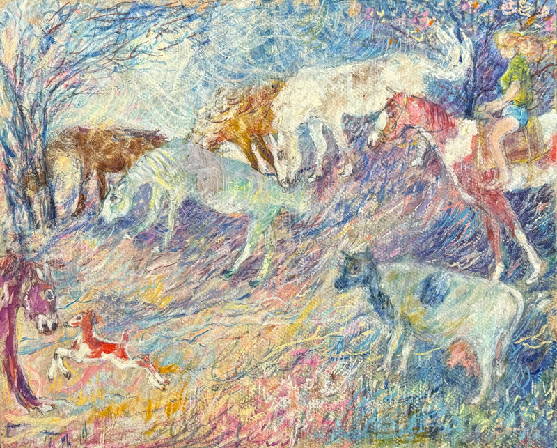 Yefim Moiseevich Royak "Horses" Oil on Canvas C. 1967- $30K APR w/ CoA! APR57