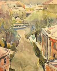 Yefim Moiseevich Royak "Cityscape"  Watercolor C.1930 - $30K APR w/ CoA! APR57