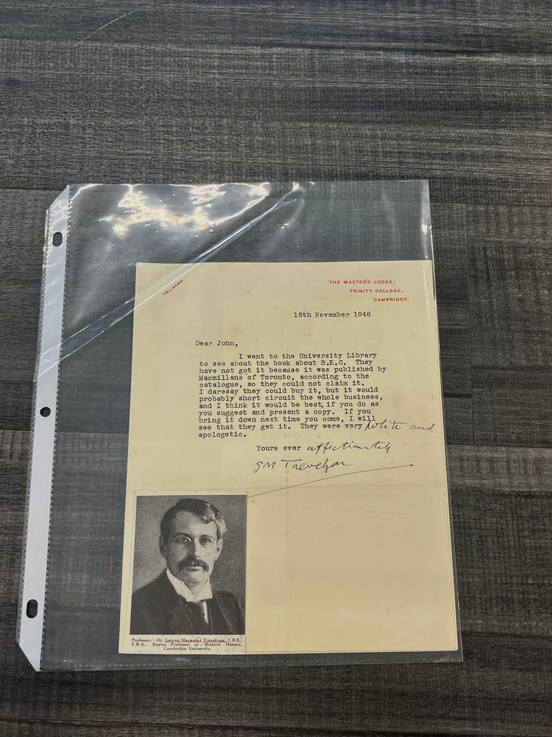 DR GEORGE MACAULAY TREVELYAN Letter Antique 1948 British   - $1K APR w /CoA APR 57
