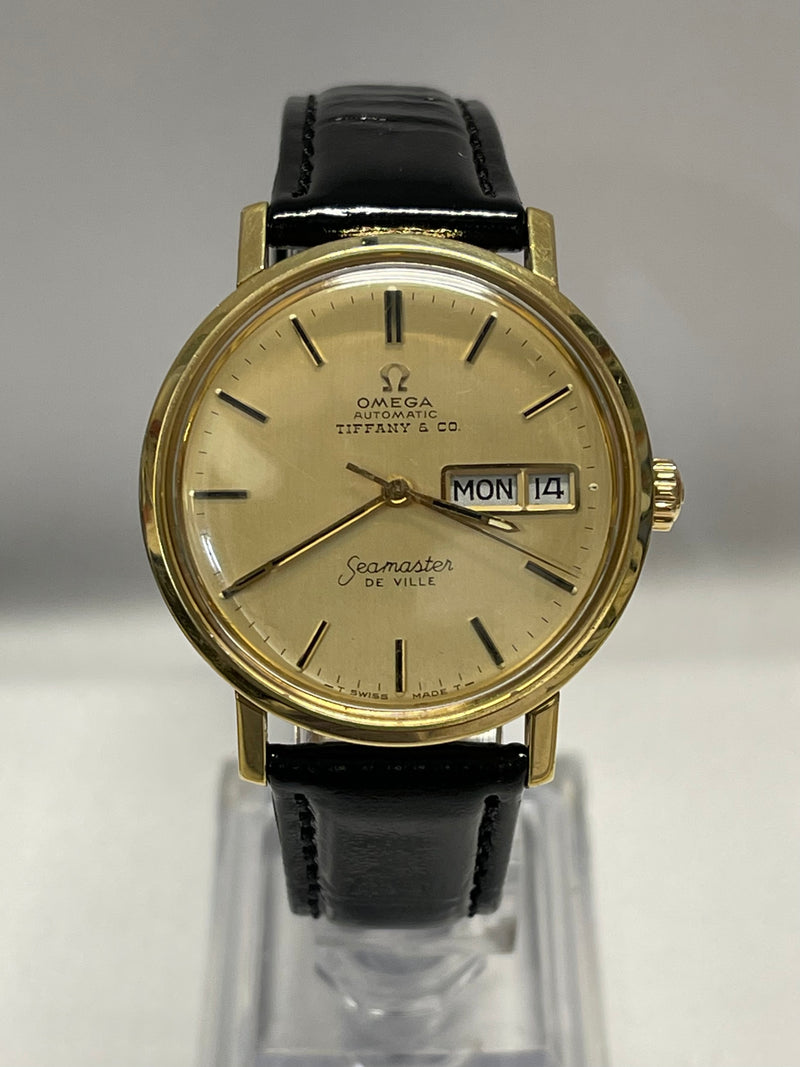 Omega w/ Tiffany & Co. Seamaster Solid Gold Day/Date 1950s Watch-$20K APR w/COA! APR 57
