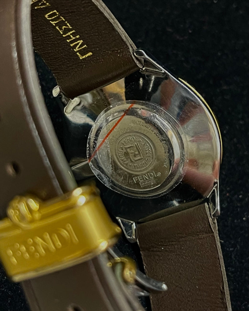 Fendi Brand New Rare Gold Tone W/ Etched Engraved Dial Watch - $3K APR w / COA! APR 57