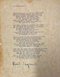 KARL SHAPIRO ORIGINAL SIGNED TYPED 1942 POEM "THE CONFIRMATION" - $3K APR w CoA! APR57