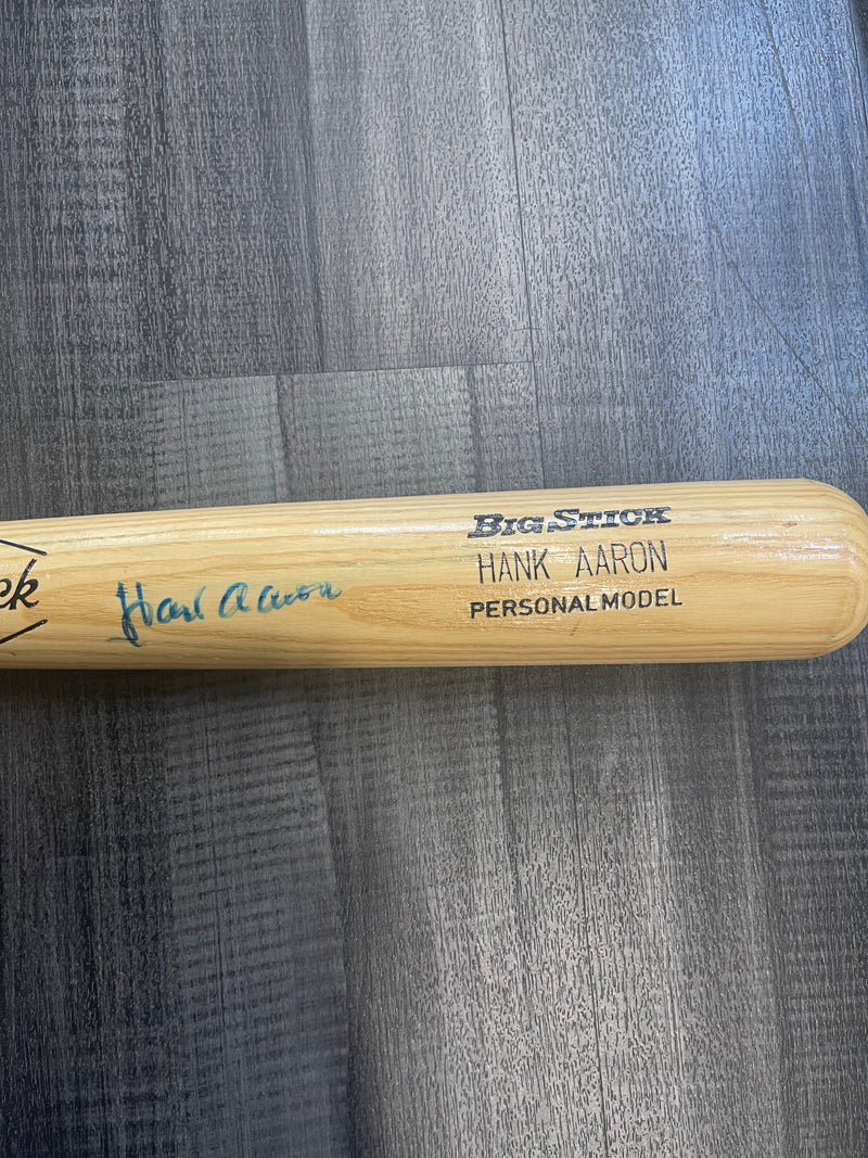 HANK AARON PERSONAL MODEL GAME STYLE BAT SIGNED AND ENGRAVED APR57