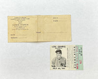 LOU GEHRIG 1941 GEM MEMORIAL BOX SEAT TICKET & ENVELOPE NY YANKEES $20k APR/COA! APR 57