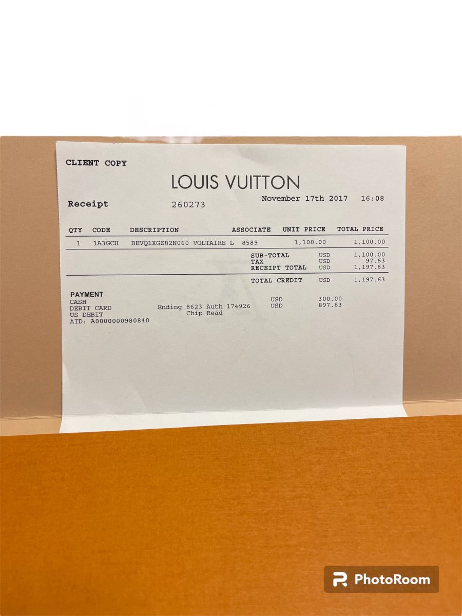 Louis Vuitton Receipt Image