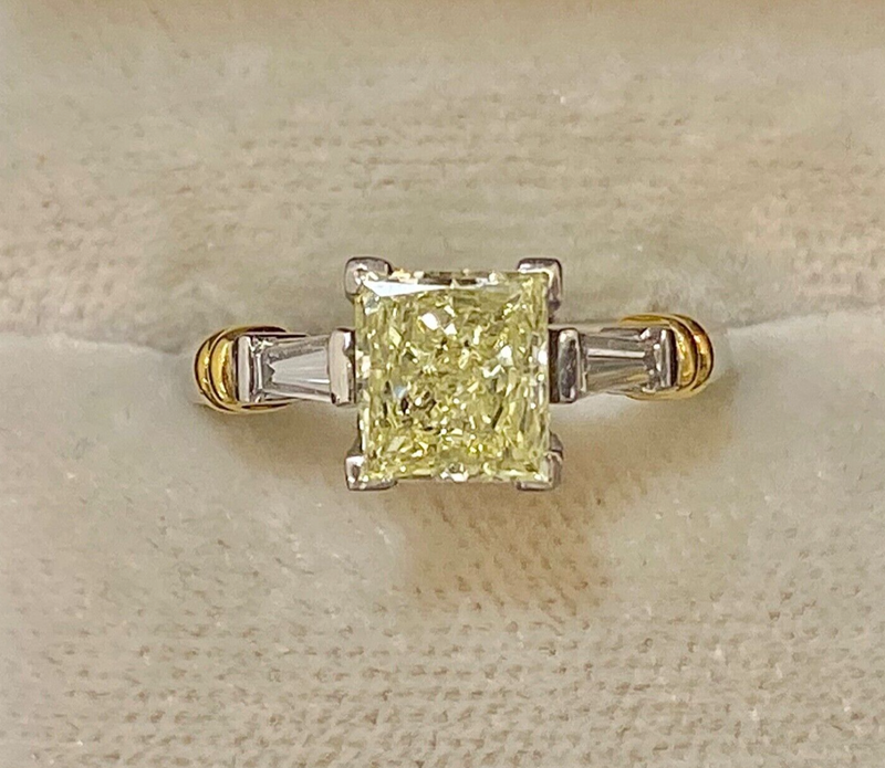 Plat & 18KYG Princess Diamond w Accent Stones Rare Designer Ring -$60K APR w/CoA APR57