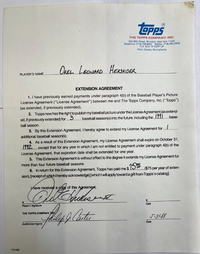 Orel Hershiser 1988 Unique Signed MLB Topps Baseball Card Contract Extension $15K APR w/CoA!! APR 57