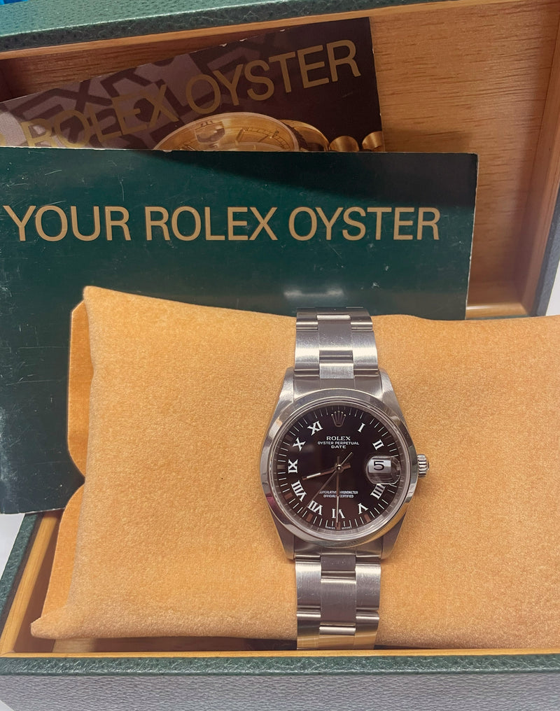 Rolex SS Oyster Perpetual Watch with Date Feature & Rare Dial - $20K APR w/ COA! APR57