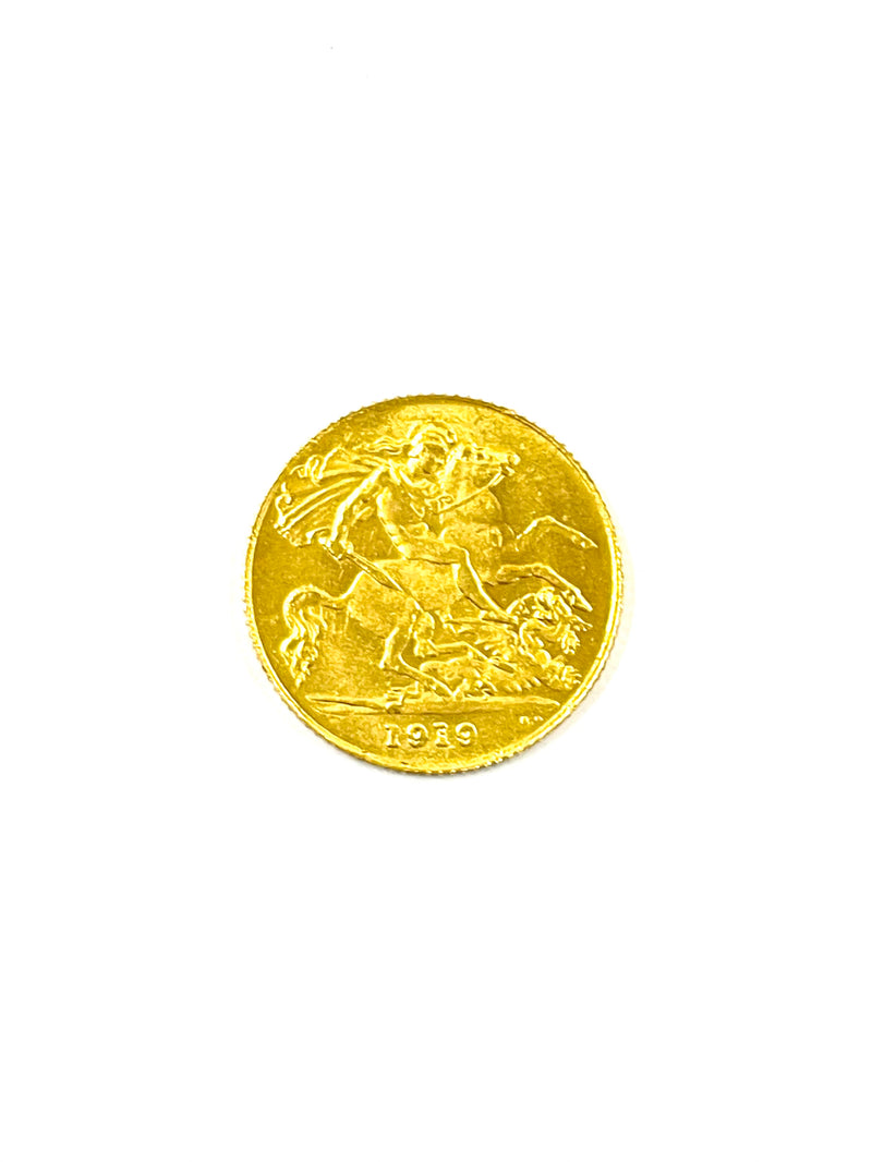 1919 BRITAIN GEORGE V HALF SOVEREIGN GOLD COIN - $800 APR w/ COA APR57