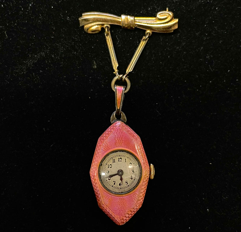 FREY & Co. Antique Pink Enamel Pendant Watch - $13K APR w/ COA! APR57