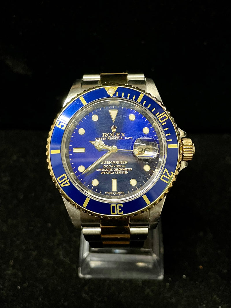 Rolex Submariner 18K Gold & SS Blue Sapphire Men's Wrist Watch- $35K APR w/ COA! APR57