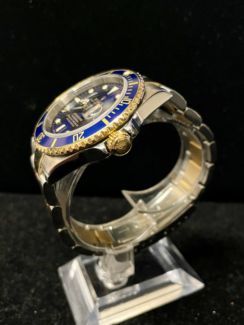 Rolex Submariner 18K Gold & SS Blue Sapphire Men's Wrist Watch- $35K APR w/ COA! APR57