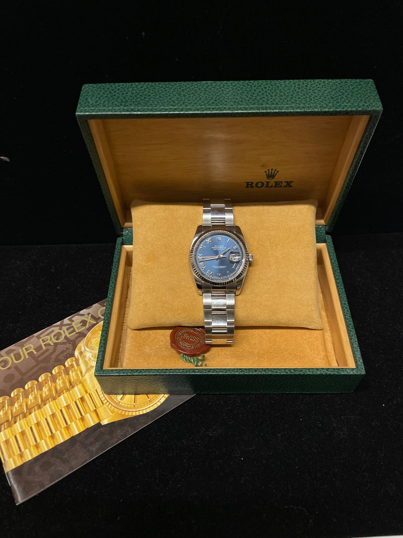 ROLEX datejust WG/ SS blue sapphire dial Unisex Watch - $24K APR w/ COA! APR57