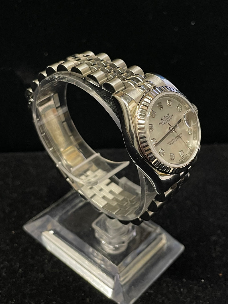 ROLEX Datejust SS & 18KWG bezel w/diamond indice Ladies' Watch- $22K APR w/ COA! APR57