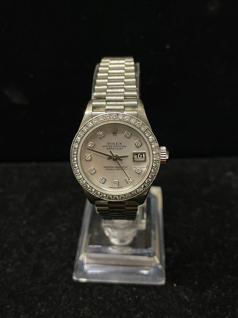 ROLEX Datejust Platinum w/diamonds' bezel Ladies' Watch - $100K APR w/ COA! APR57