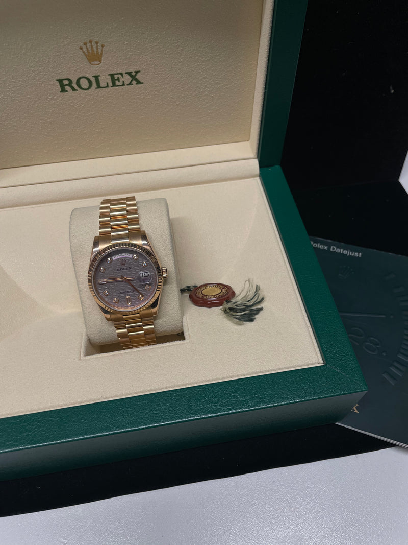 ROLEX oyster perpetual DAY-DATE 18K YG DD engraved Men's Watch -$160K APR w/ COA APR57