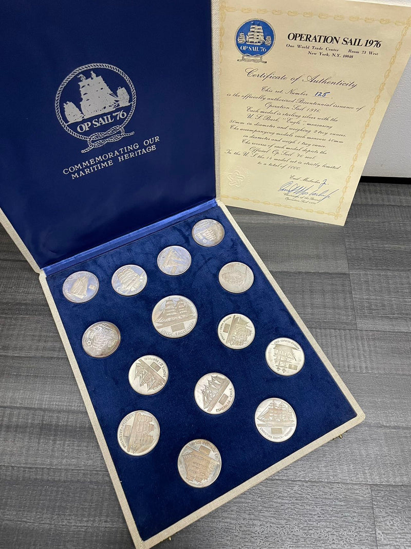OP Sail 76 Set of 15 SS Coins sold from The World Trade Center -$2.5K APR w/ COA APR57